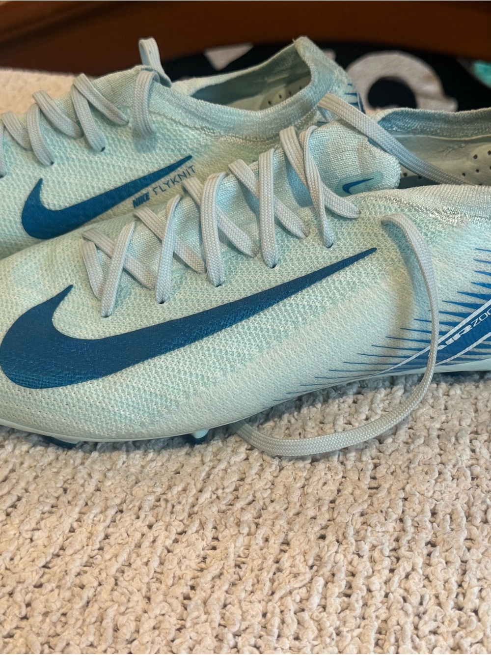 Nike mercurial vapor 16 elite Blue Flyknit Soccer Cleats with Blue Swoosh